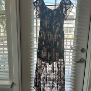 Lily Black and Pink Floral Maxi Dress